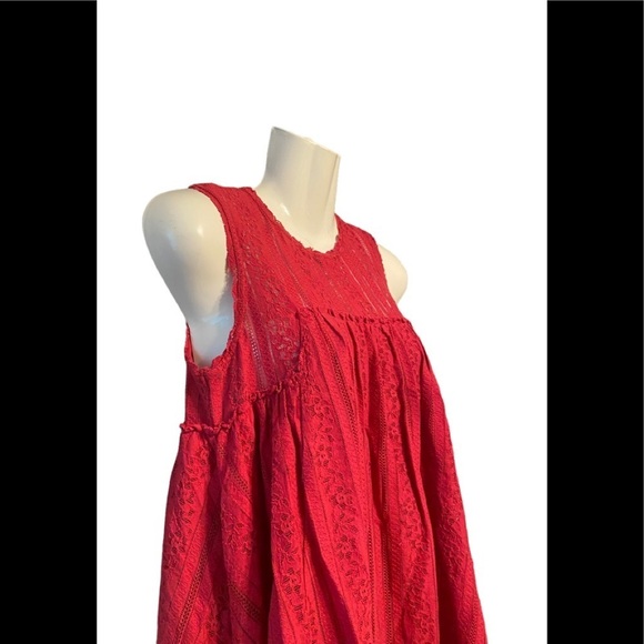 Free People Tu Es La Mini Dress in Ruby Red - Picture 3 of 10